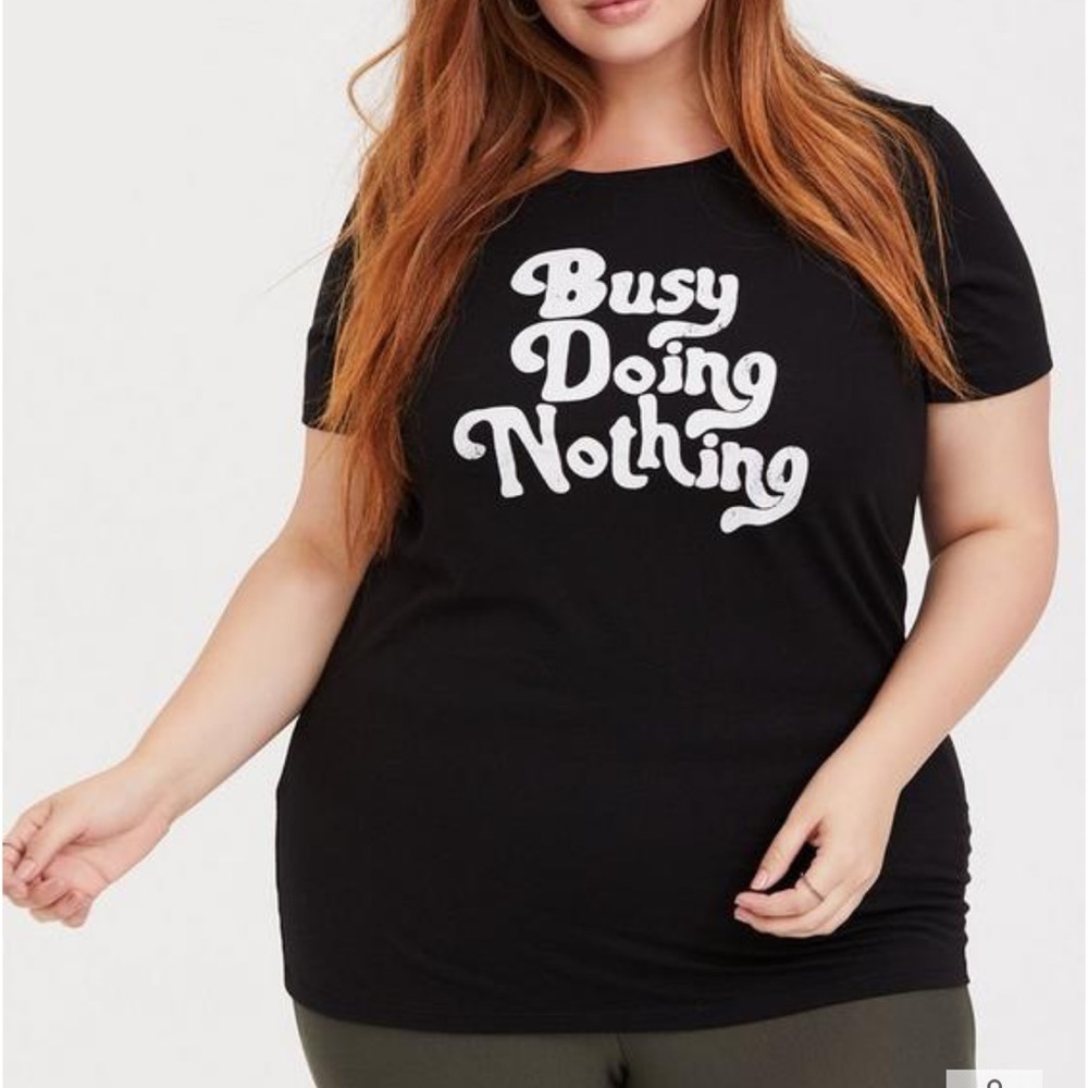 Torrid Busy Doing Nothing Black Crew Tee